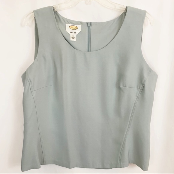 Talbots Tops - Talbots | Pure Silk Pale Teal Tank Top